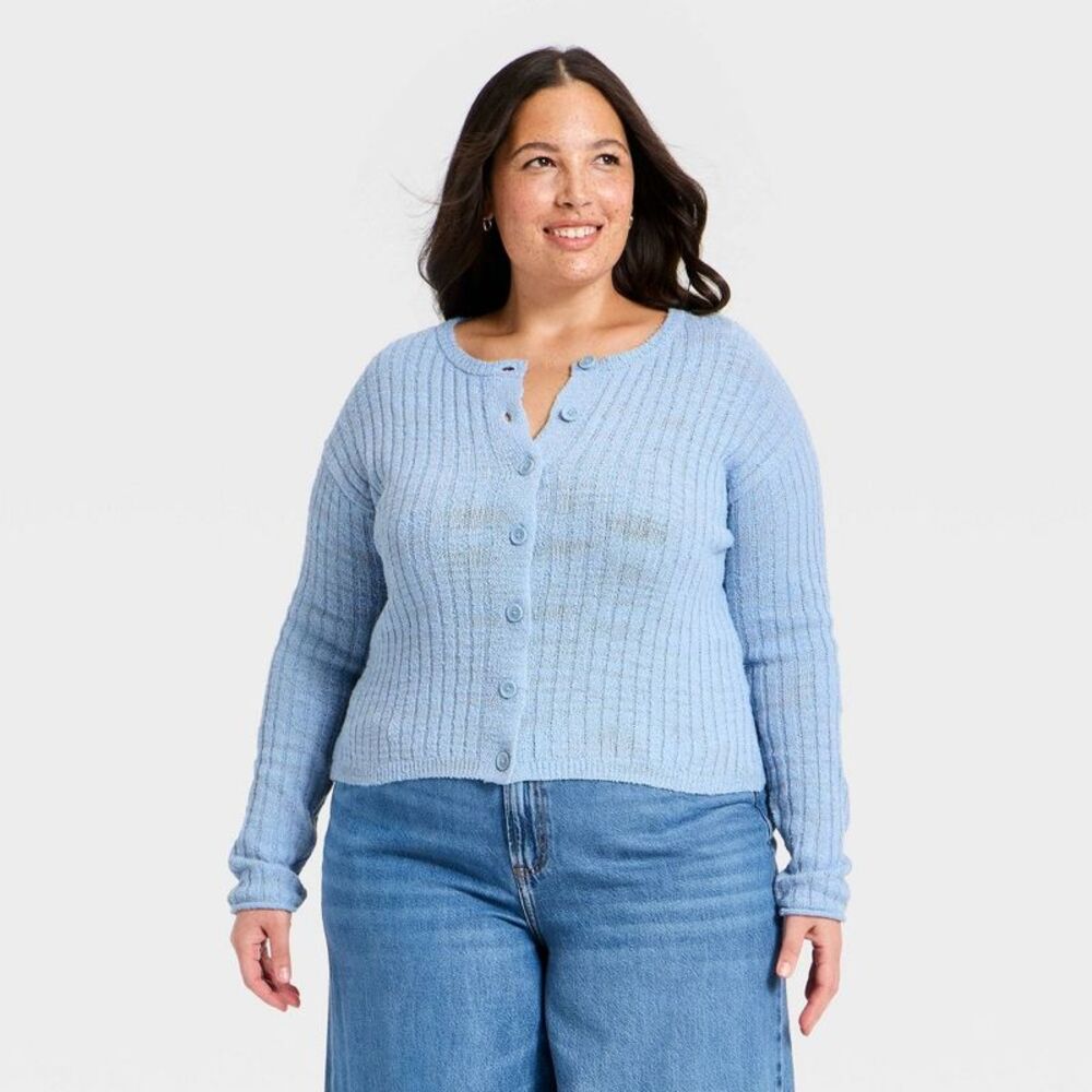 Women's Rib Cardigan - Universal Thread Blue XXL
